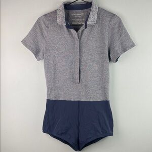 Outdoor Voices Heather Gray and Navy Polo Romper Size S